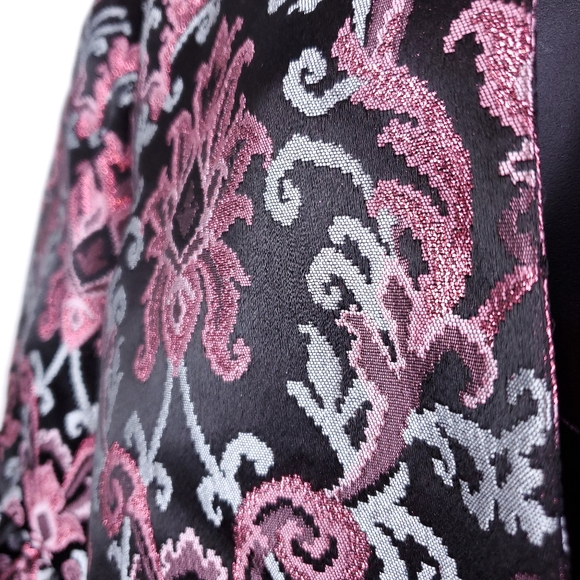 Kate Spade Black/Pink/Blue Finer Things Multi-color Tapestry Jacquard Coat - Picture 10 of 13